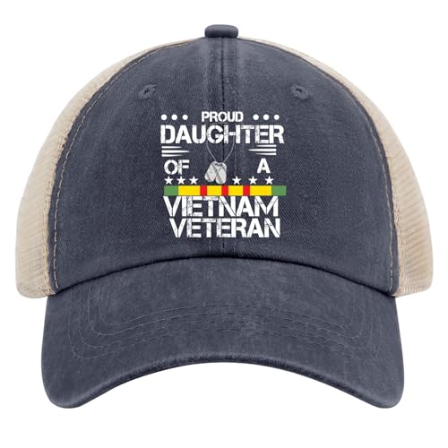 Proud Daughter of A Vietnam Veteran Hat Veteran Day for Women Baseball Cap Fashion Washed Hiking Hat Cotton - color: Purplish Blue01