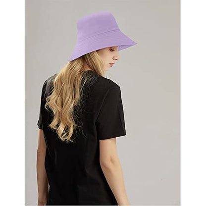Unisex Bucket Hat Beach Sun Hat Aesthetic Fishing Hat for Men Women Teens, Reversible Double-Side-Wear - color: Light Purple