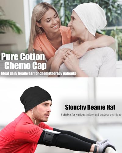 100% Cotton Summer Beanie for Men Women, Thin Soft Slouchy Beanies - color: 1pcs-black, size: Large