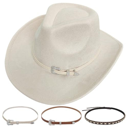 Western Cowboy Hat for Women, Shapeable Wide Brim Classic Cowgirl Hat - color: Color 4