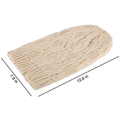 Surblue Unisex Trendy Beanie Warm Oversized Chunky Cable Knit Slouchy Woolen Hat - color: C-beige