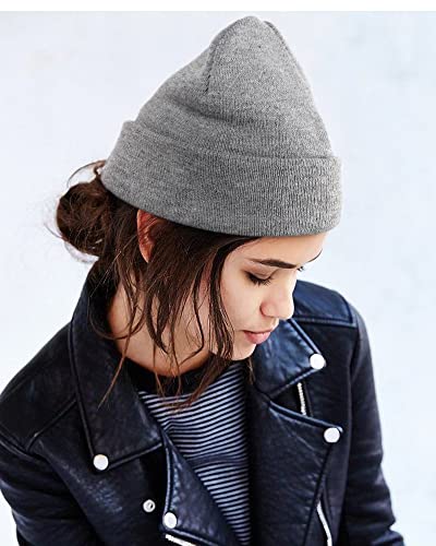 Satin Lined Winter Beanie Hats for Women Men Cotton Knitted Cuffed Knit Hat - color: Light Grey