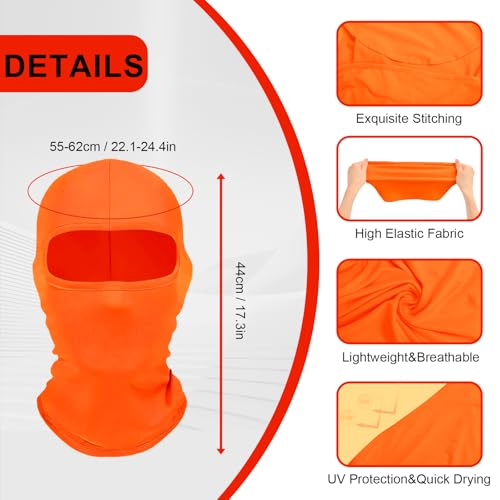 2Pcs Full Face Cover Ski Mask Balaclava Unisex Hood Cap Neck Gaiter UV Protector for Outdoor Sports Snowboard Travel - color: Black and Orange