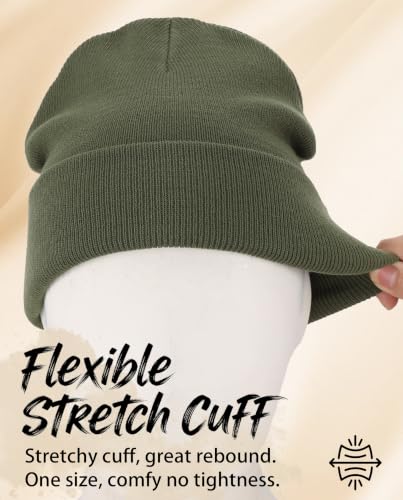Connectyle Men's Cuffed Beanie Hat Double Layer Knit Winter Watch Cap - color: Army Green