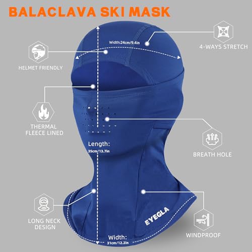 Winter Balaclava Ski Mask for Men Women Thermal Face Mask Breathable Face Cover for Cold Weather Motorcycle Snowboard - color: Blue(with Breath Hole)