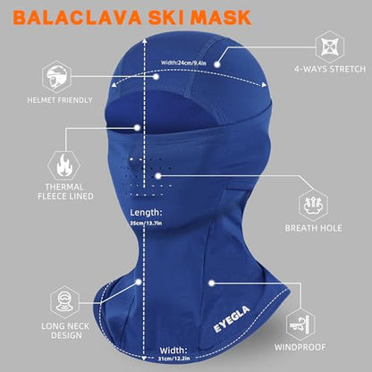 Winter Balaclava Ski Mask for Men Women Thermal Face Mask Breathable Face Cover for Cold Weather Motorcycle Snowboard - color: Blue(with Breath Hole)