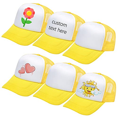 Ultrafun 6 Pack Kids Trucker Hat Boys Girls Baseball Hat - color: 6pack-yellow White