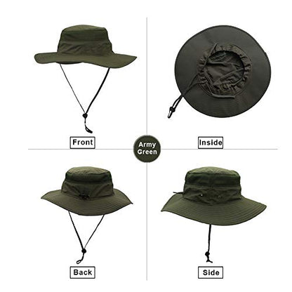 EONPOW Fishing Hats Windproof UPF50+ UV Protection Bucket Beach Mesh Sun Hat 56-61cm - color: Dark Gray