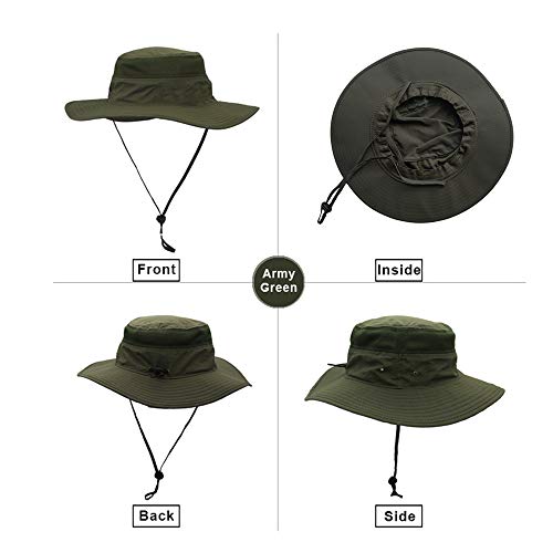 EONPOW Fishing Hats Windproof UPF50+ UV Protection Bucket Beach Mesh Sun Hat 56-61cm - color: Dark Gray