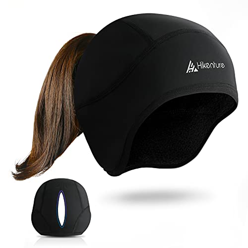 Hikenture Womens Skull Cap Helmet Liner with Ponytail Hole - color: Black