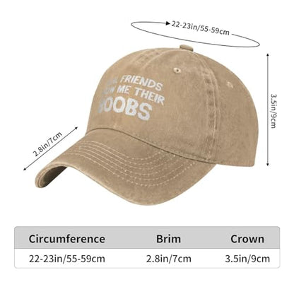 Funny Cap Real Friends Show Me Their Boobs Hat for Women Dad Hat Graphic Hat - color: Natural