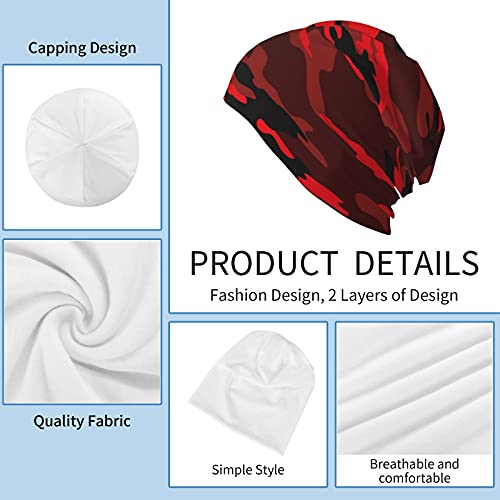 Gamepad Print Slouchy Beanie Skull Caps Chemo Hats Baggy Headwear for Men Women Jogging Cycling - color: Red Camouflage
