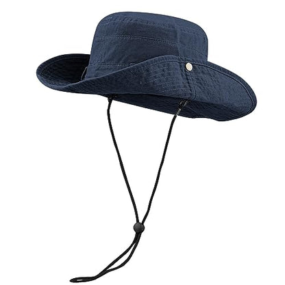 Clakllie Reversible Packable Boonie Fishing Hat UV Protection Sun Beach Hat - color: S-hjy6-navy Blue
