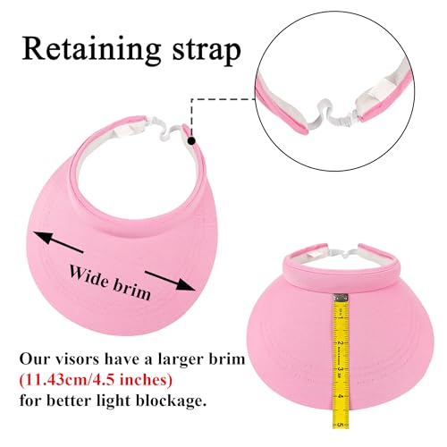 2 Pack Sun Visors Women Wide Brim Clip on Summer Hats Adjustable UV Protection - color: White,pink