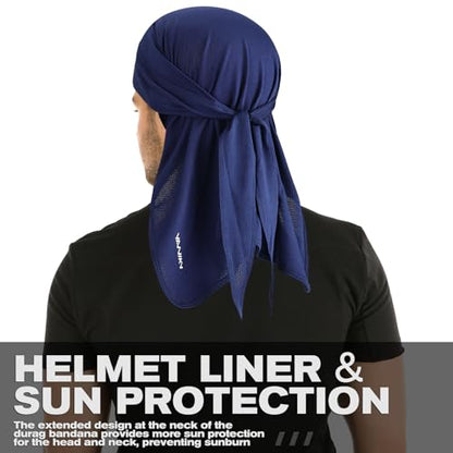 YANIKY Bandanas Skull Caps for Men, Do Rag Women Breathable Helmet Liner - color: Blue