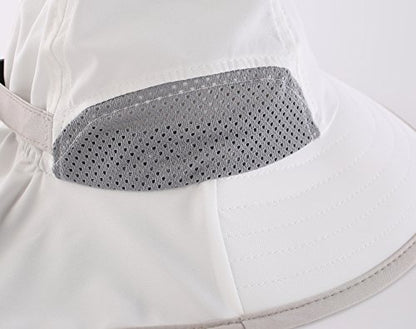 Connectyle Kids Sun Hat Adjustable Fishing Hat for Boys Grils Breathable UPF 50+ Protection Outdoor Beach Hat with Neck Flap - color: White