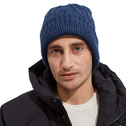 Surblue Unisex Trendy Beanie Warm Oversized Chunky Cable Knit Slouchy Woolen Hat - color: Blue