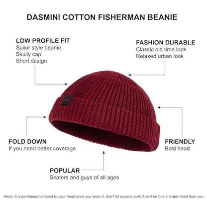 2 Pack Fisherman Beanie Hats for Men Women,Knit Trawler Skull Cap,Watch Cap,Spring Fall Winter Warm Short Hats - color: (Cotton) 4pcs:black+winery+grey+olive(m)