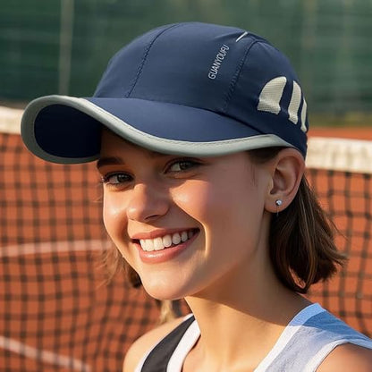 CLAPE Outdoor Sun Visor Hats Lightweight Waterproof Breathable Sports Hat UPF50+ Ultra Thin Cooling Baseball Hats - color: Yd04-navy Blue