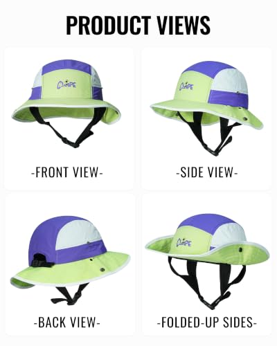 CLAPE Surf Bucket Hat with Chin Strap, Waterproof UPF 50+ Surfing Hat Packable Brimmed Boonie Hat for Women Men - color: Sh2507a-applegreen