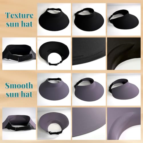Women's Seamless Sun Visor Hat, Extra-Wide Brim, Ponytail & Bun Friendly - color: Dark Grey02