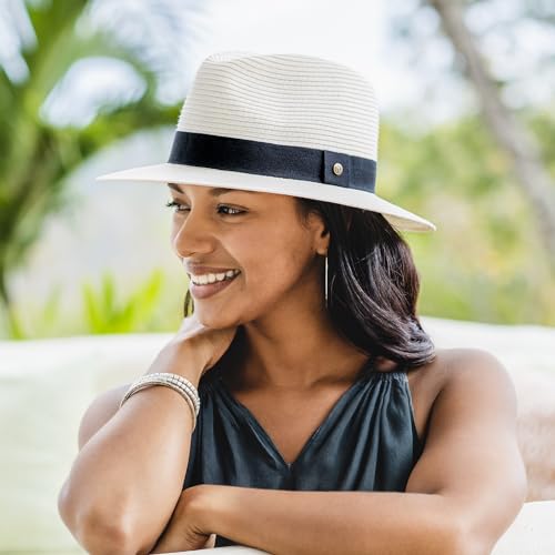 Women's Beach Fedora, Petite, Packable, UPF 50+, Adjustable - color: Ivory