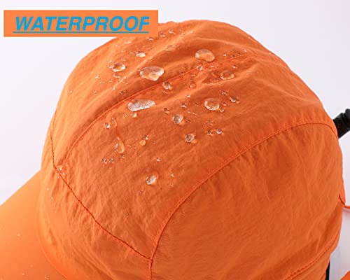 Home Prefer Waterproof Men's Winter Hats with Visor Warm Fleece Lined Baseball Cap Earflaps Trooper Trapper Hat for Men - color: Orange