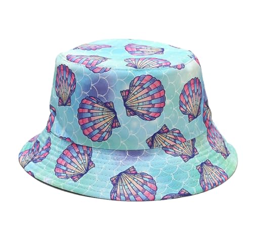 Quanhaigou Bucket Hats Unisex Summer Travel Beach Fisherman Cap for Men Women Teens - color: Blue Shells