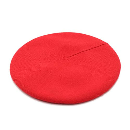 Wheebo Reversible Solid Color French Beret Hat for Women and Girls - color: Red