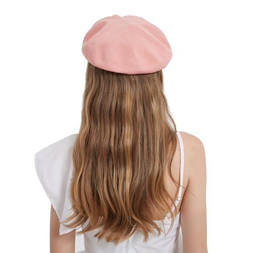 Summer French Beret Breathable Thin Beret Hat Solid Color Beanie for Women Lady - color: Pink
