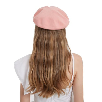 Summer French Beret Breathable Thin Beret Hat Solid Color Beanie for Women Lady - color: Pink
