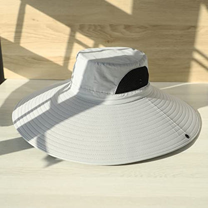 HUAMULAN Men Women 6" Wide Brim Sun Protection Hat Summer Fishing Hats - color: Hn002-qianhui