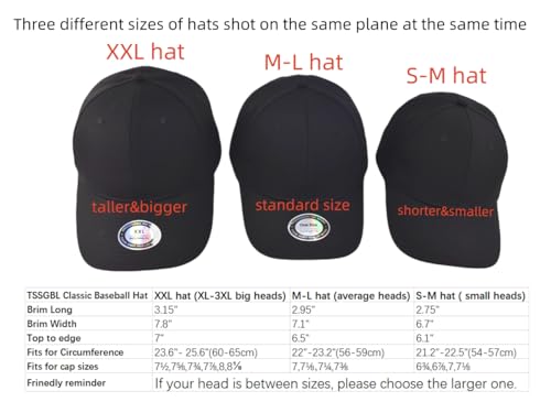 TSSGBL Classic Plain Baseball Cap, Small/M-L/XL-3XL Big Head Fit, Unisex Adjustable Cotton Structured Golf Dad Hat - color: C-navy, size: XX-Large