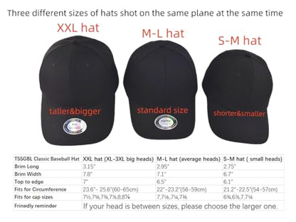 TSSGBL Classic Plain Baseball Cap, Small/M-L/XL-3XL Big Head Fit, Unisex Adjustable Cotton Structured Golf Dad Hat - color: C-navy, size: XX-Large