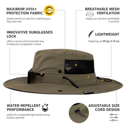 TOP-EX Wide Brim Mesh Sun Hat for Men and Women, UPF 50+ Water-Resistant - color: Green, size: XX-Large