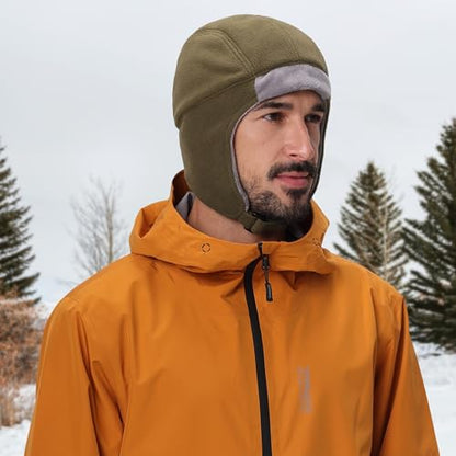 Connectyle Men's Fleece Thermal Skull Cap Warm Winter Hat with Ear Flaps Trapper Hat Outdoor Cold Weather Hat - color: Army Green