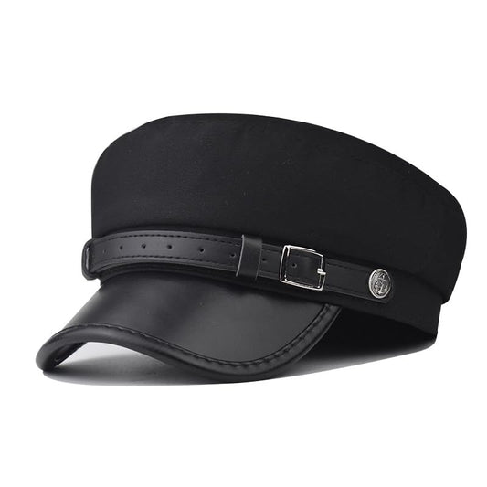 Chauffeur Hat Newsboy Cap Beret Driver Costumes Captain-Hat for Men Women - color: Black-a