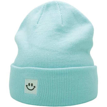 55cube Unisex Winter Beanie Hats Warm Thick Knit Cuffed Skullcaps - color: Cool Blue