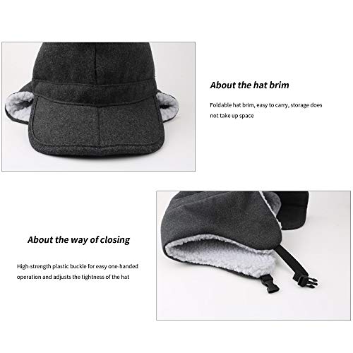 Winter Windproof Ear Flap Hats Denim Baseball Cap Ushanka Trapper Hat Men&Women Fashion Cap - color: Khaki, size: Large