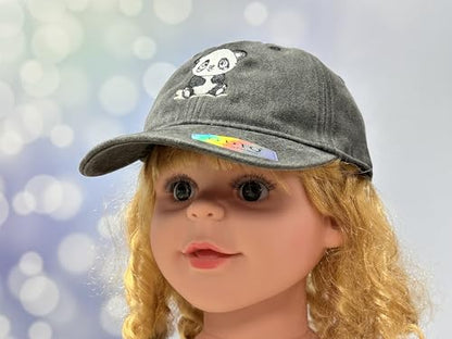 Adjustable Embroidery Animal Baseball Hat for Kid Toddler Child - color: Panda (Washed Black)