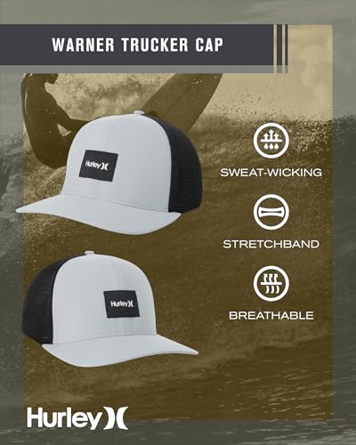Hurley Mens Trucker Hat Fairway Mesh Trucker Hat, Quick Dry Snapback - color: Wolf Grey