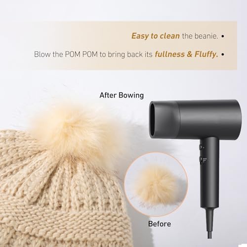 TOP-EX Winter Wool Slouchy Beanie for Women, Warm Faux Fur Pom Hat - color: Beigewhite_fleece Lined