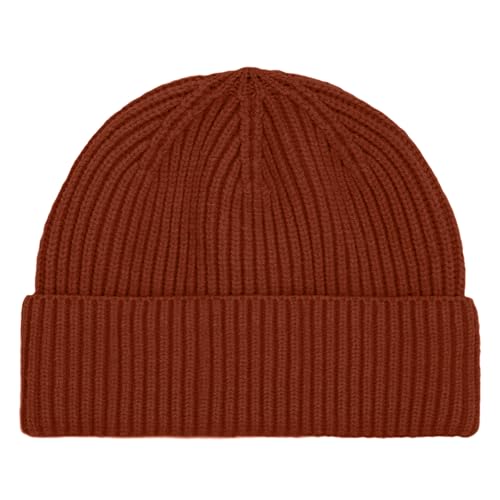 DALIX Knit Watch Cap Beanie Men Women Winter Cuffed Fisherman Hat Cold Weather Stretch Fit Soft Acrylic - color: Rust