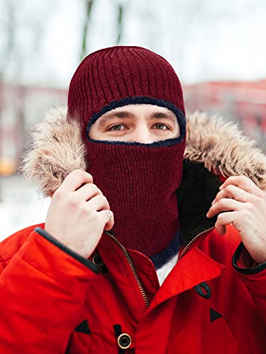 SATINIOR 2 Pcs Ski Masks Winter Balaclava Fleece - color: Black, Red, size: One Size