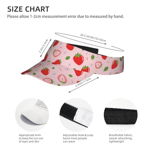 Sun Visor Hats Adjustable Open Top Sport Hat for Golf Women/Men - color: Cut Strawberry