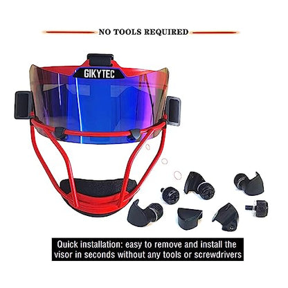 Universal Softball Visor - Softball Eye-Shield Mask - Baseball Sports Sunglasses - Face Shield - color: Red