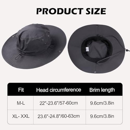 XL/XXL Oversized Sun Hat for Men Women, UPF 50+ Wide Brim Bucket Hat - color: Dark Gray, size: Medium-Large