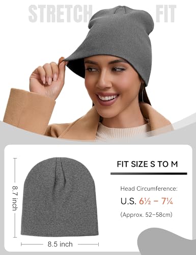 vidsel 100% Cotton Beanie Hat for Men Women, Soft Cuffless Knit Skull Cap - color: 1pc-dark Grey