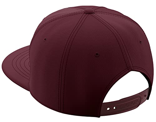 Daxton Classic Blank Snapback Flat Bill Visor Hat Cap One Size Adjustable Back - color: Burgundy