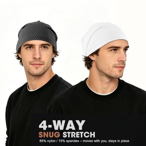 WTACTFUL 3-Pack Breathable Cooling Skull Cap for Men & Women Summer - color: Black+black+white